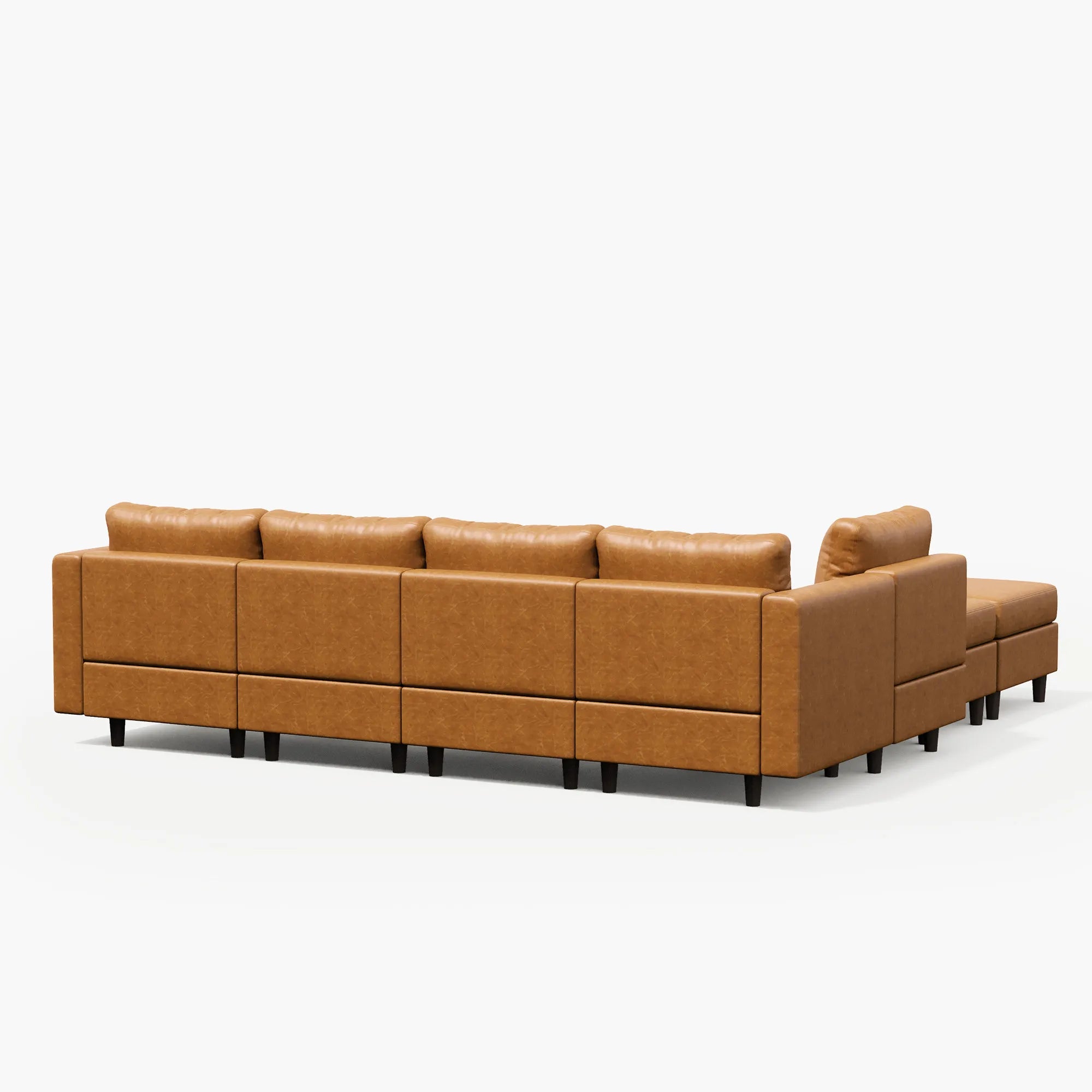 Back view of the ABCASA 7-piece modular sofa displaying a large sectional footprint
