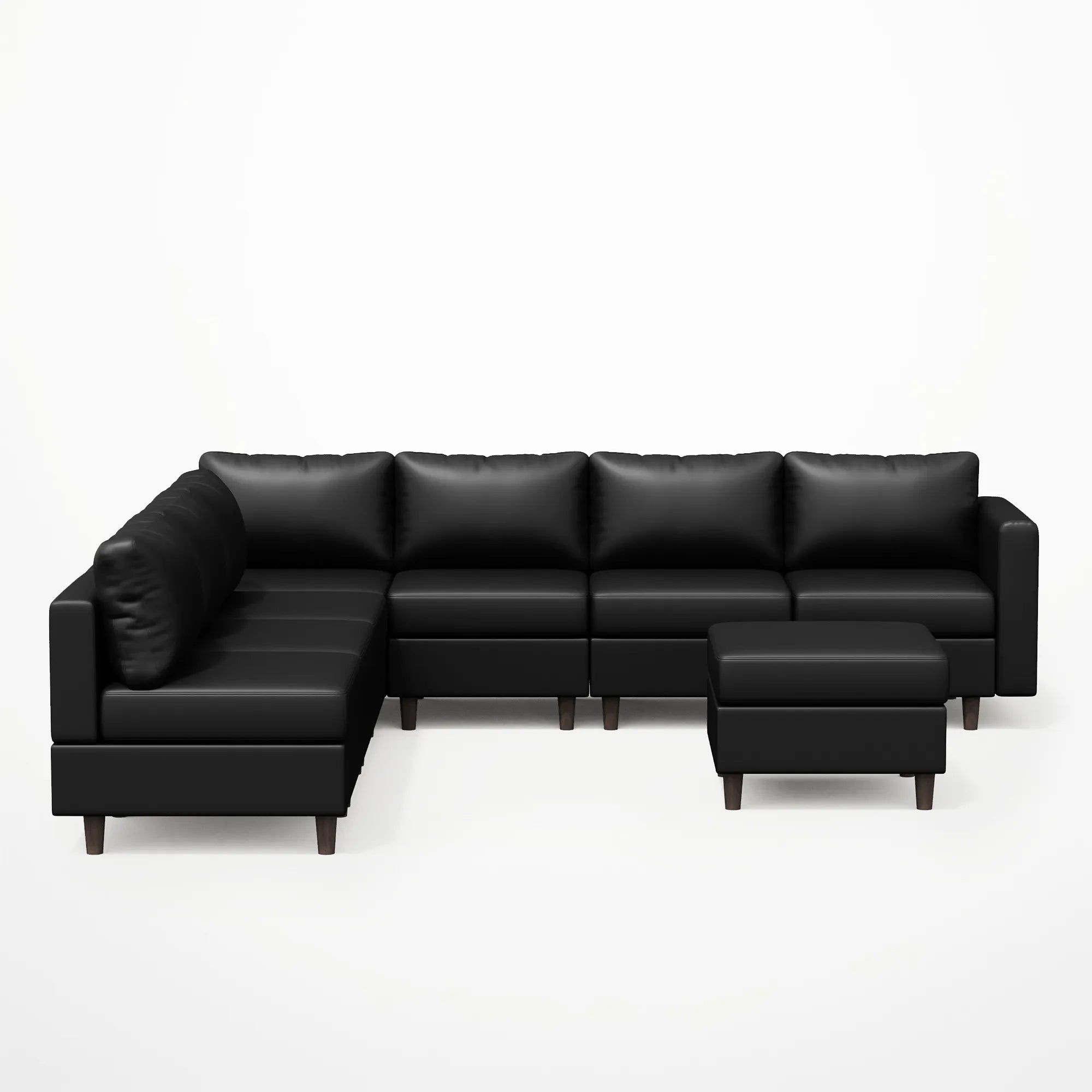 ABCASA Moro 8-piece modular sofa in classic black offering large-scale modular comfort
