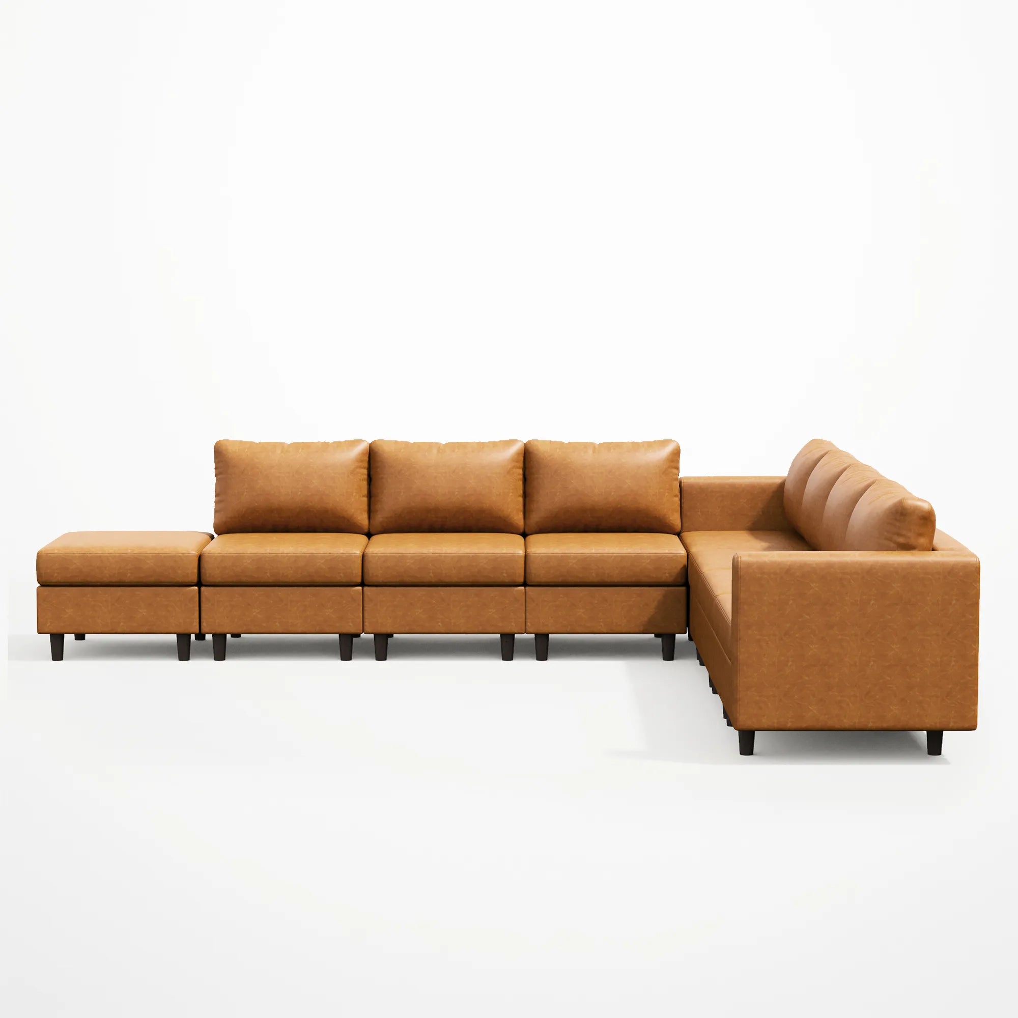 Side view of the ABCASA Moro 8-piece modular sofa highlighting its long sectional profile