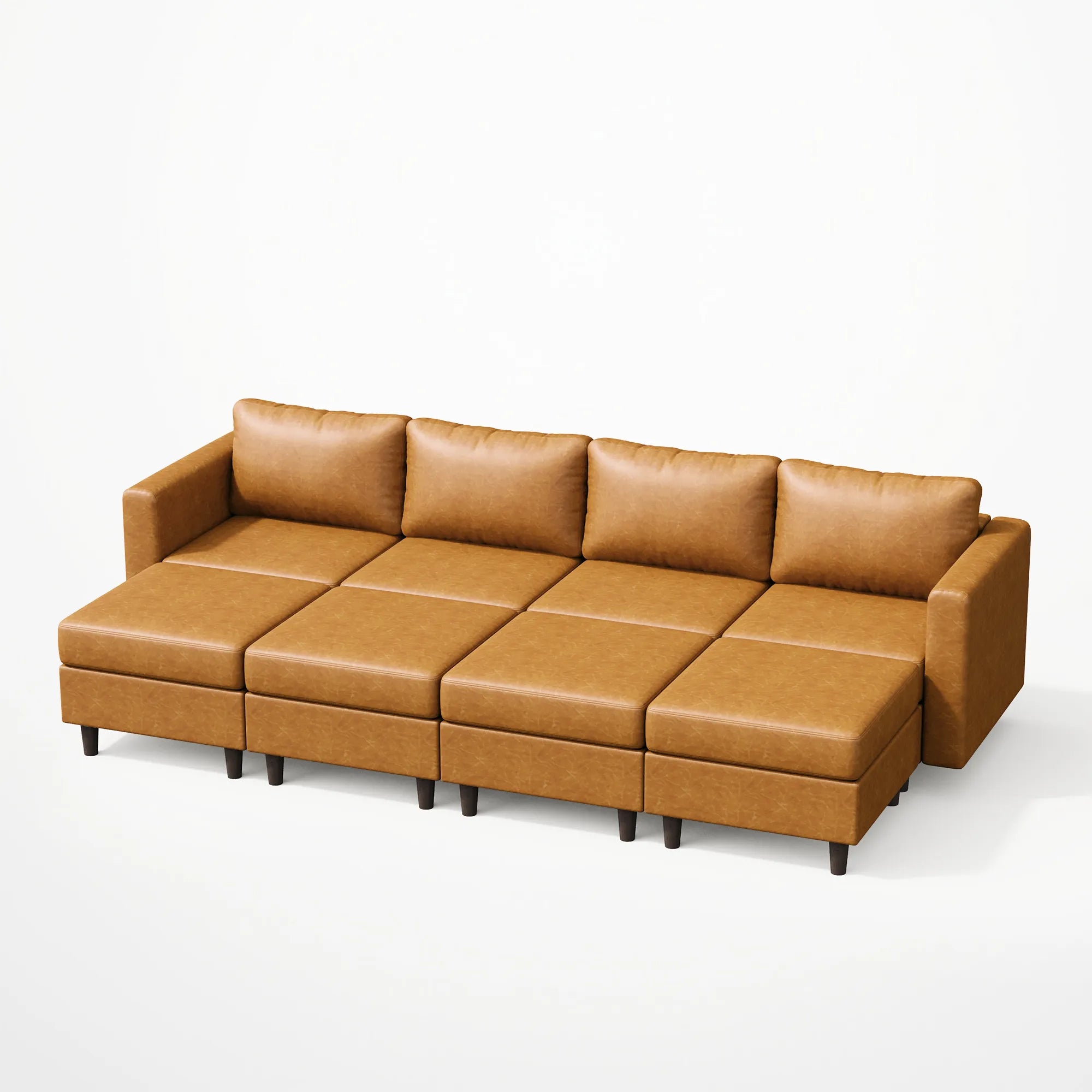ABCASA Moro 8-piece modular sofa in saddle tan designed for large family seating