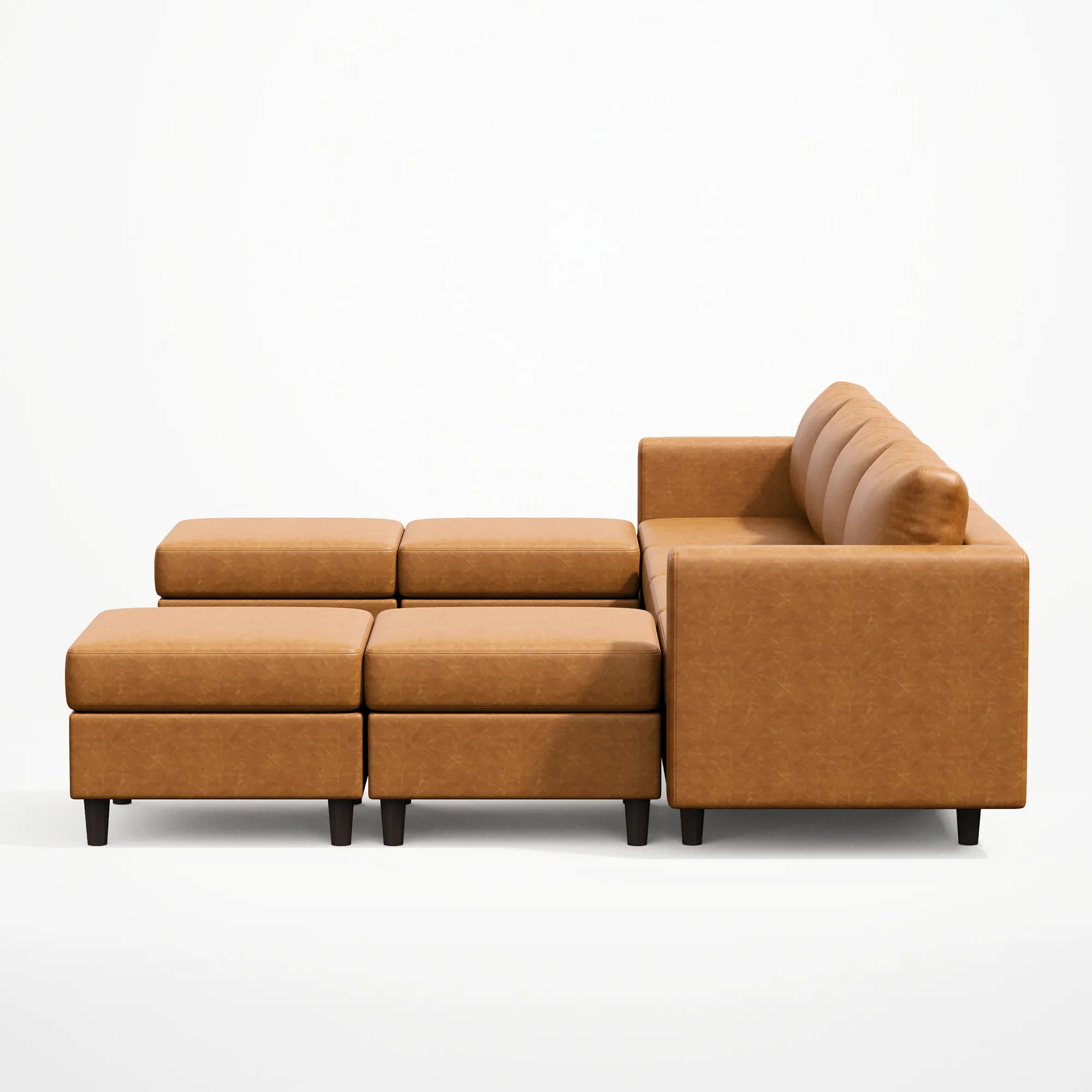 Side view of ABCASA Moro 8-piece modular sofa showing long modular profile