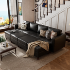 Moro Vegan Leather 4-Seat Modular Sofa with 4 Ottomans (118")