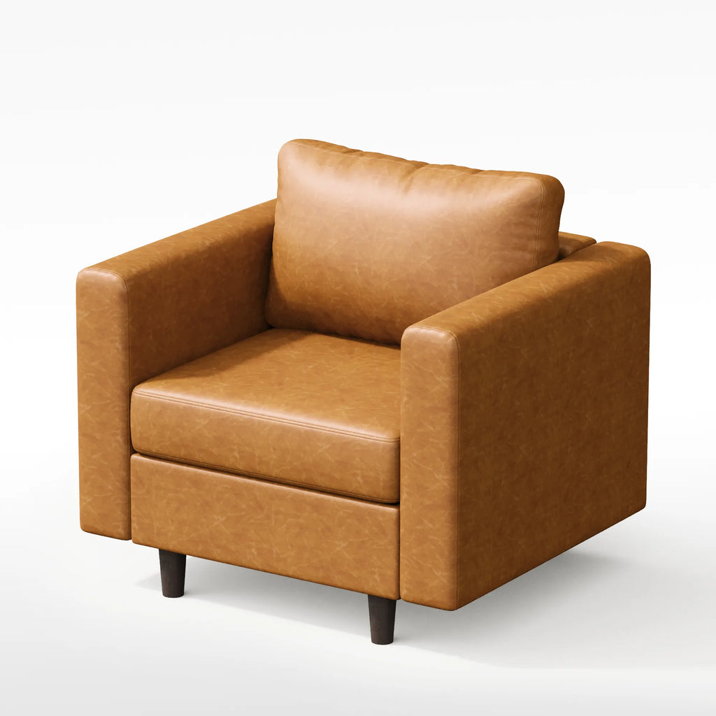 Top view of the ABCASA Moro accent chair showing seat shape and cushion design