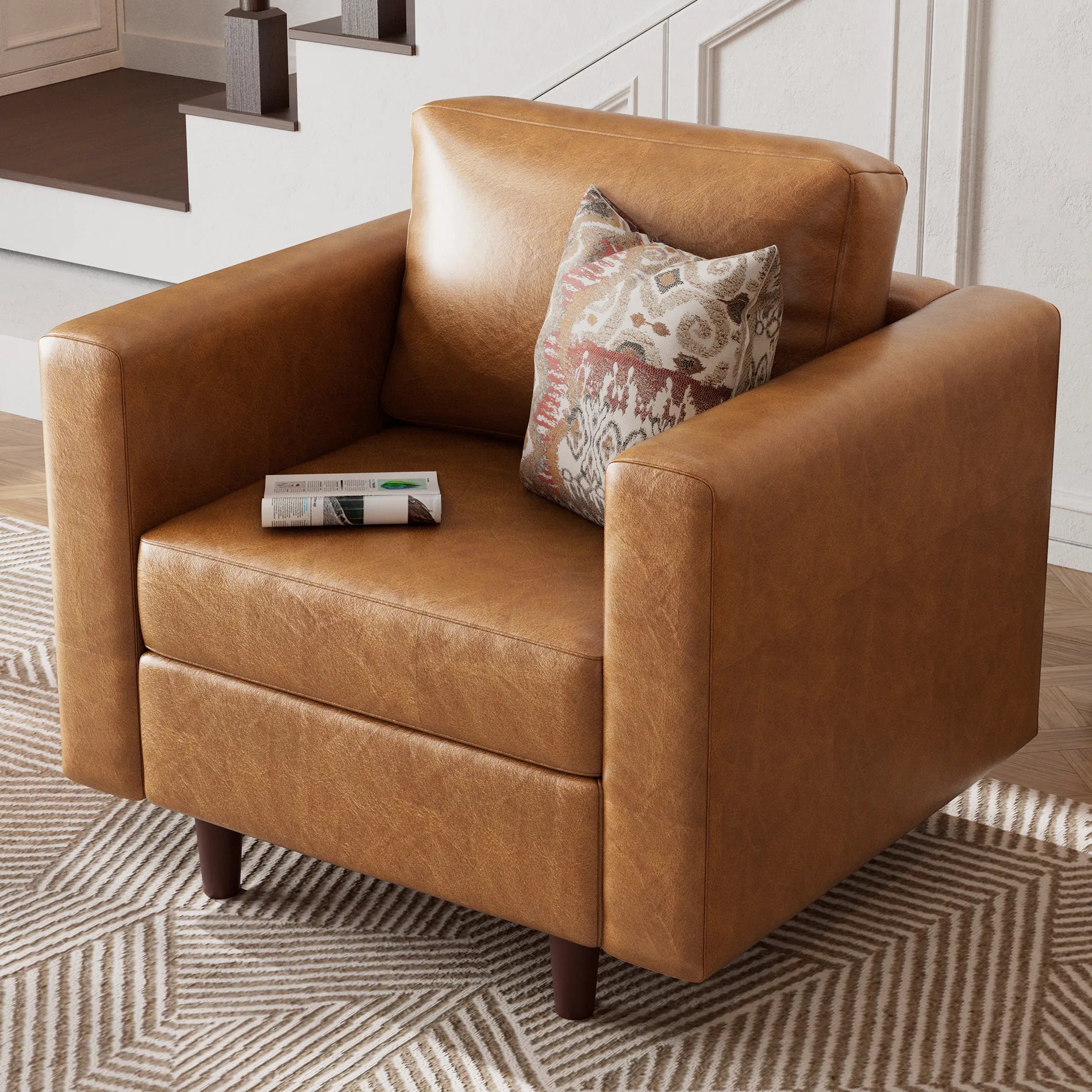 Moro Vegan Leather Accent Chair with Storage