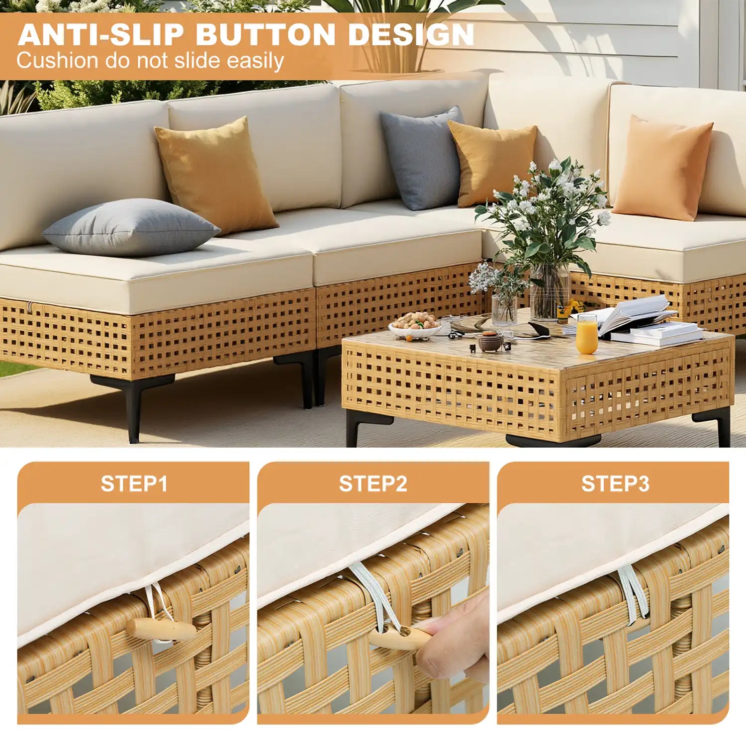 Outdoor Boho 7-Piece Wicker Modular Sectional Set