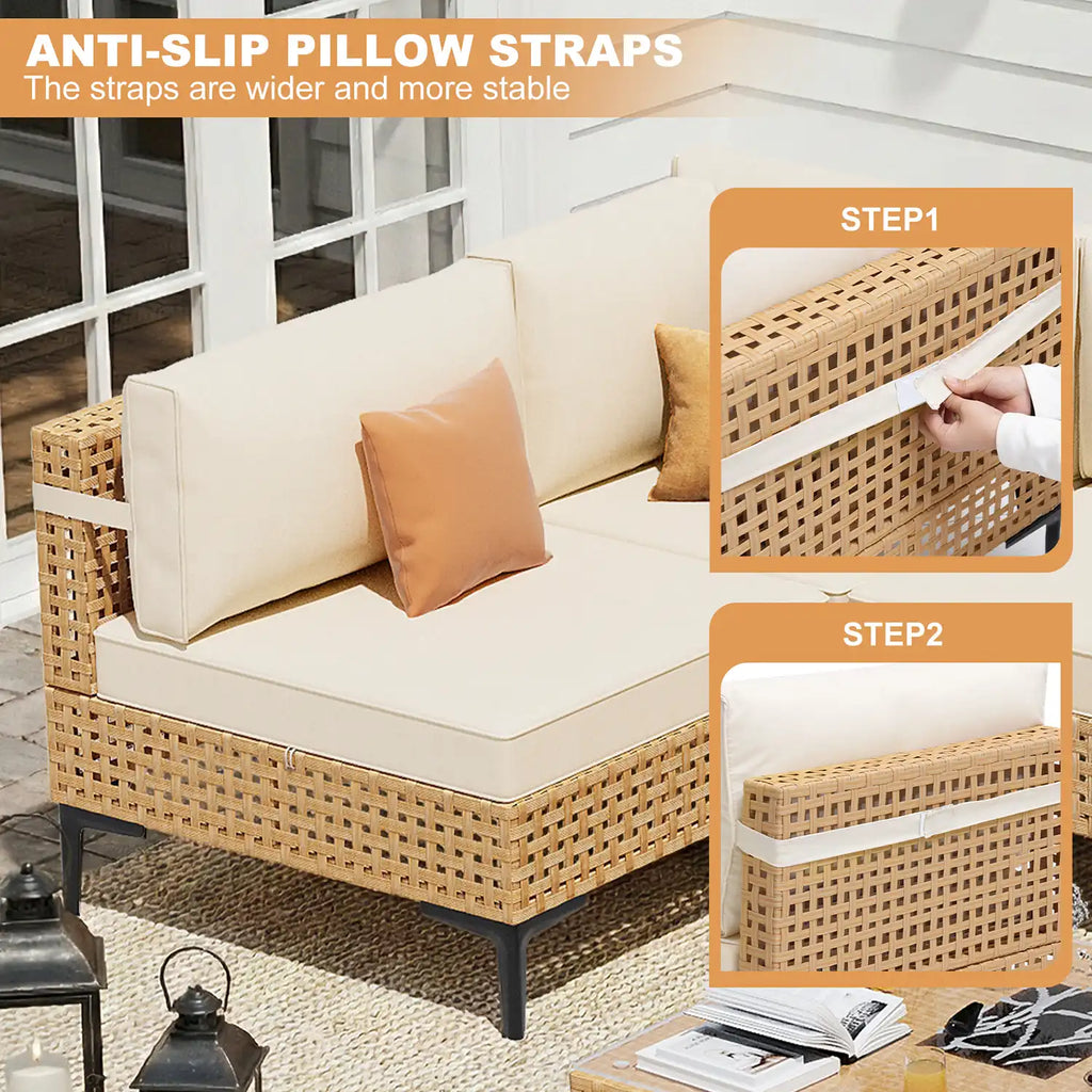 Outdoor Boho 7-Piece Wicker Modular Sectional Set