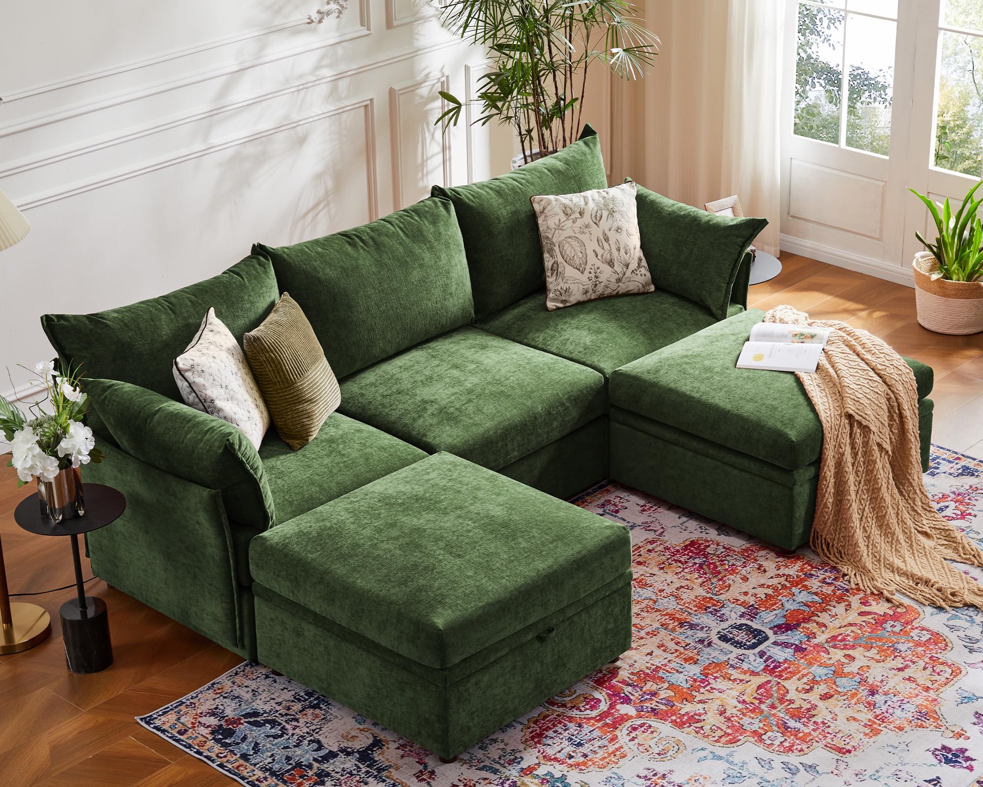 Huddle Modular 5-Piece Sofa with Ottomans (103")