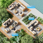 Outdoor Boho 7-Piece Wicker Modular Sectional Set
