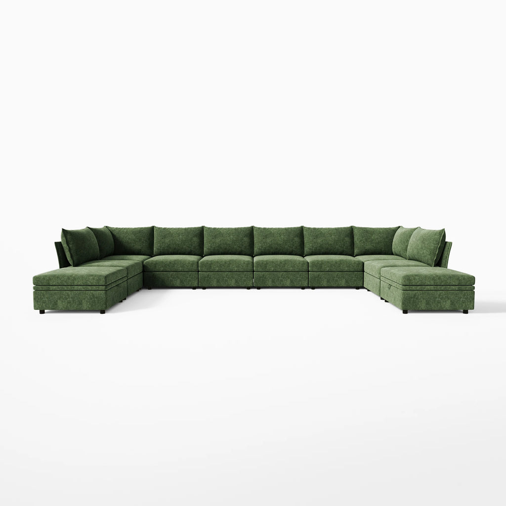 Huddle Modular 10-Piece U‑Shaped Sectional with Ottomans (134-199")