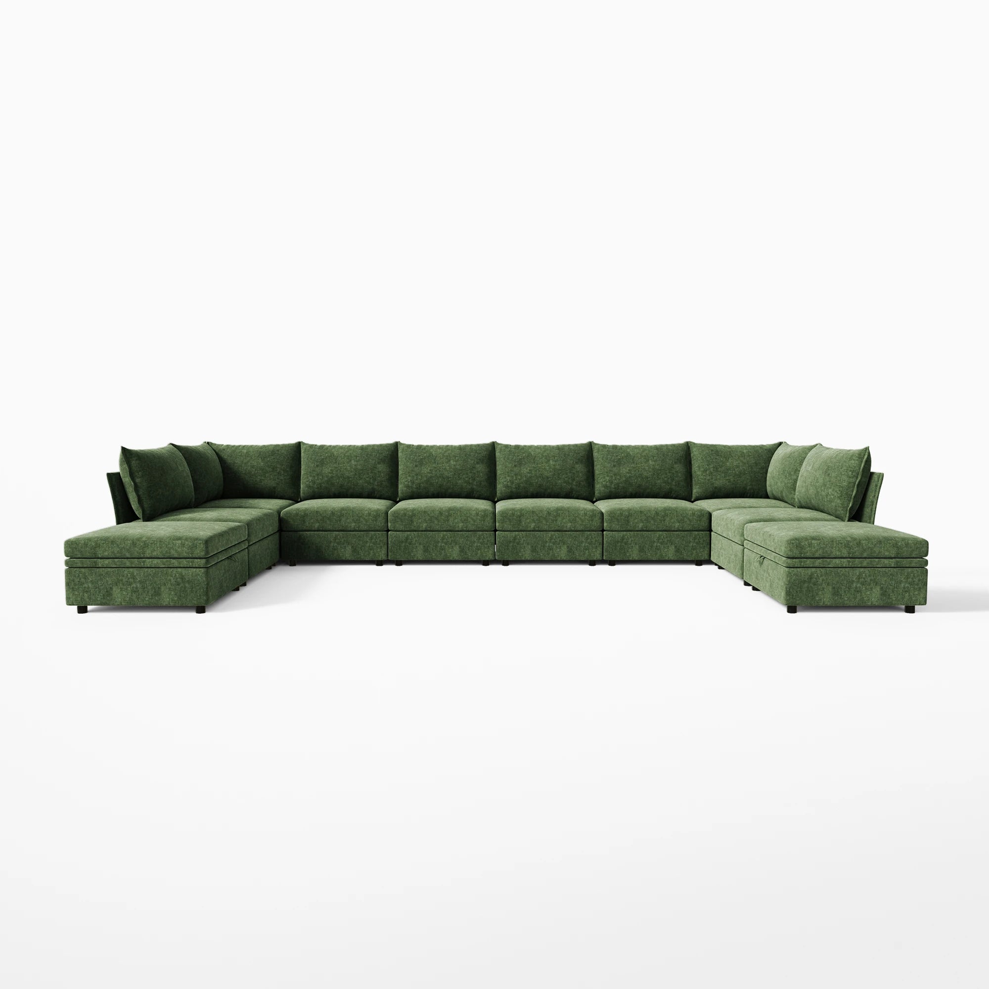 Huddle Modular 10-Piece U‑Shaped Sectional with Ottomans (134-199")