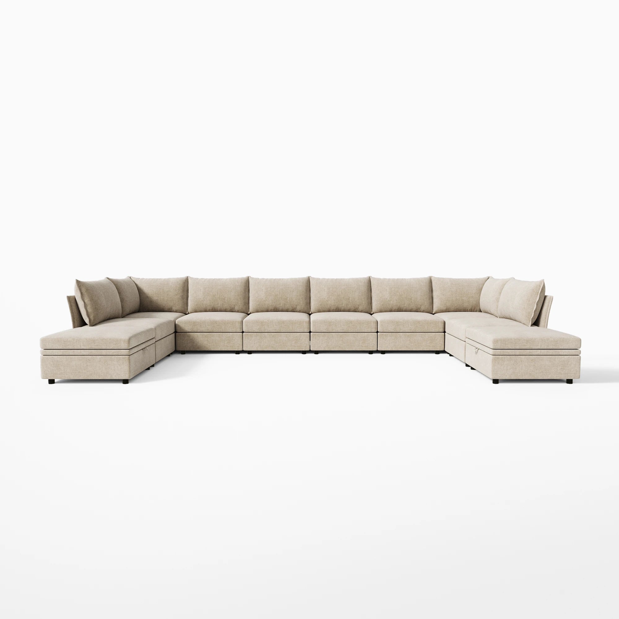 Huddle Modular 10-Piece U‑Shaped Sectional with Ottomans (134-199")