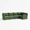ABCASA Huddle 5-piece L-shaped modular sectional in forest green chenille.