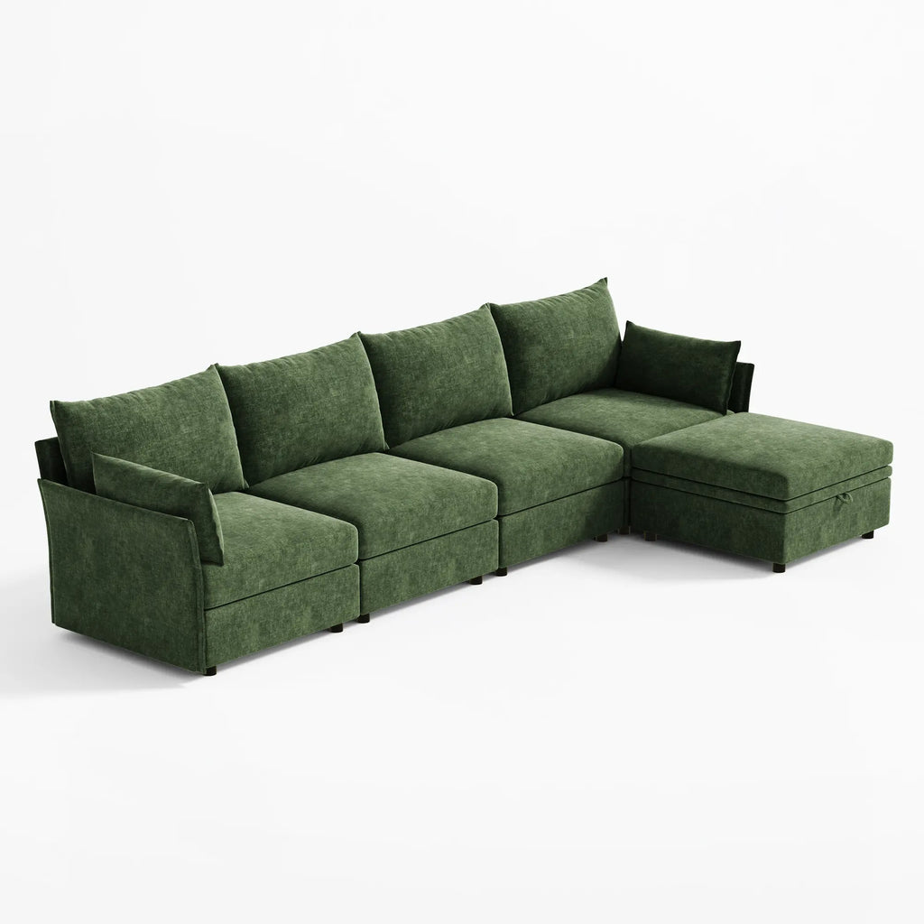 Huddle Modular 5-Piece Sofa with Ottoman (135")