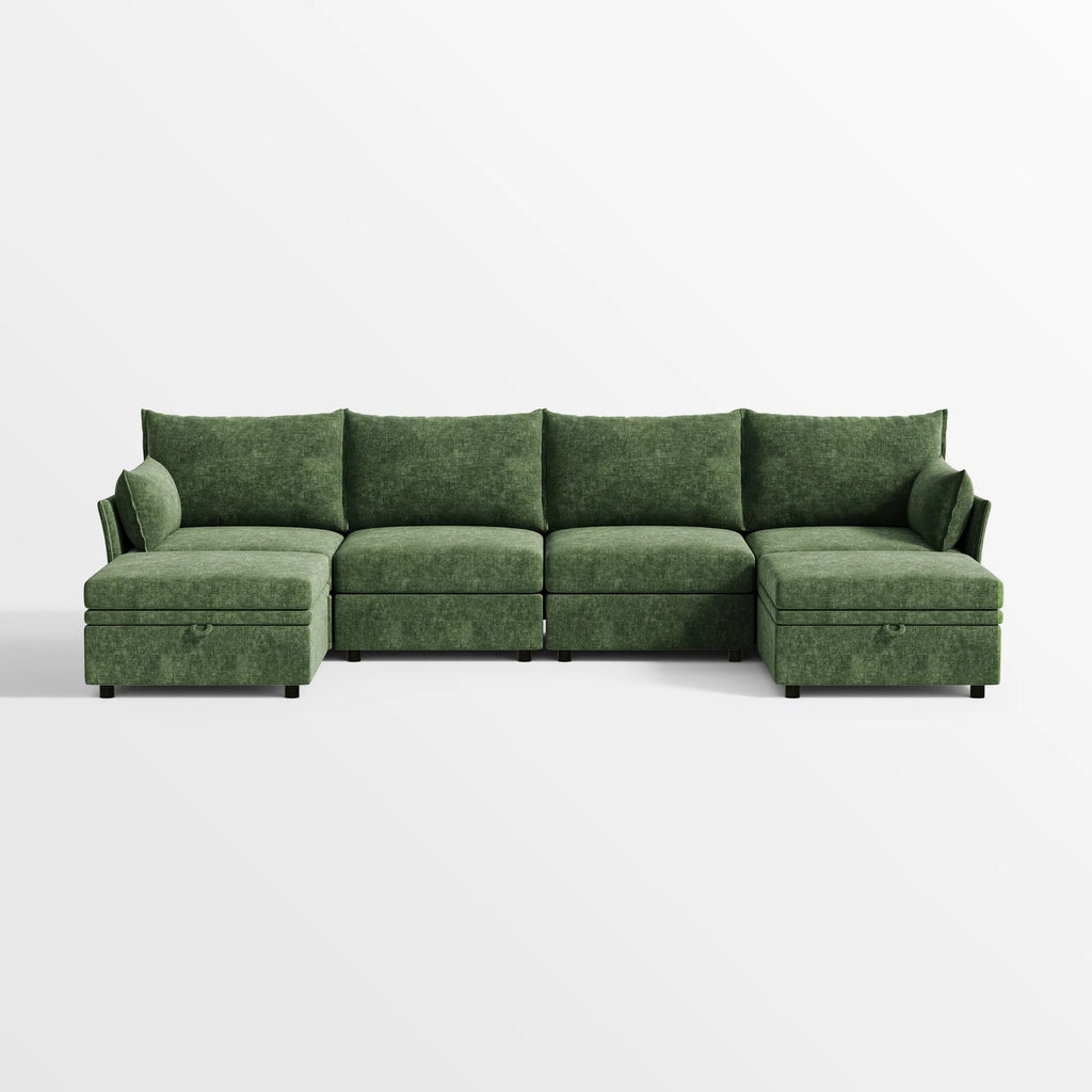 Huddle Modular 6-Piece Sofa with Ottomans (135")