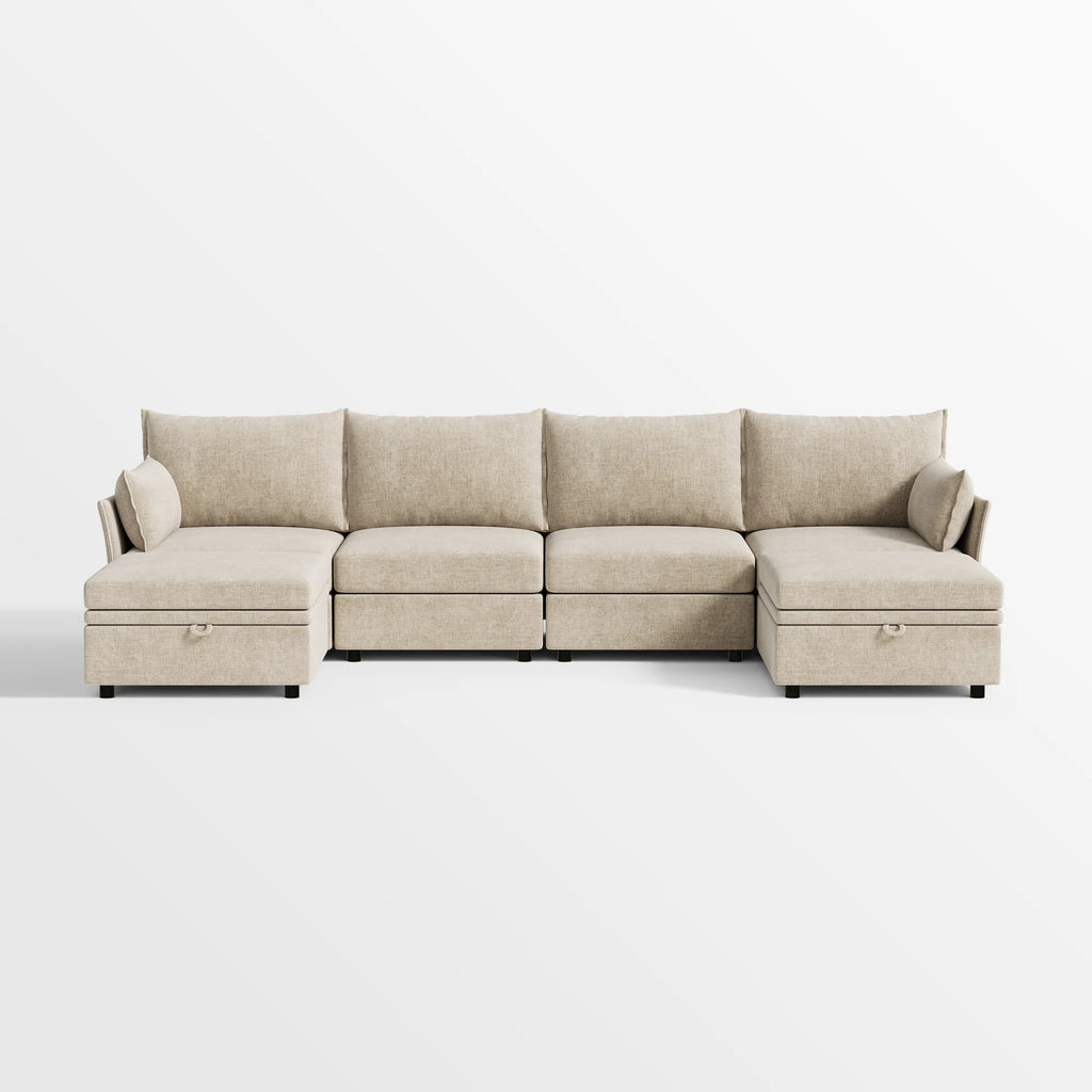 Huddle Modular 6-Piece Sofa with Ottomans (135")