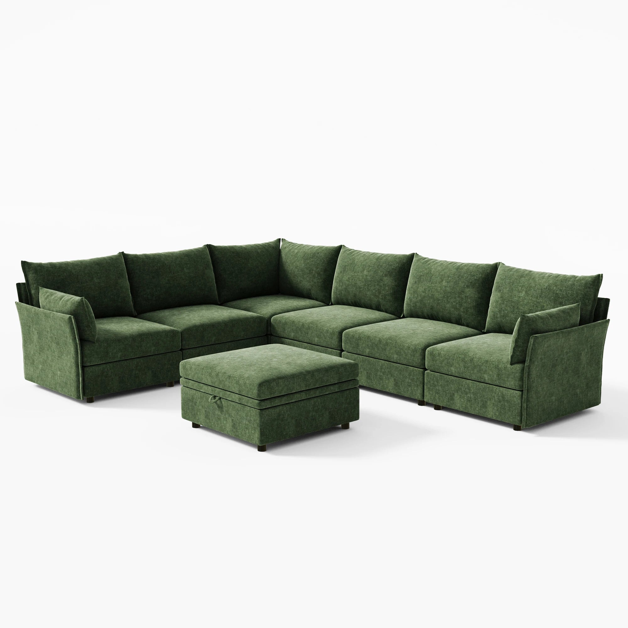 Huddle Modular 7-Piece L-Shaped Sectional Sofa with Ottoman (136-167")