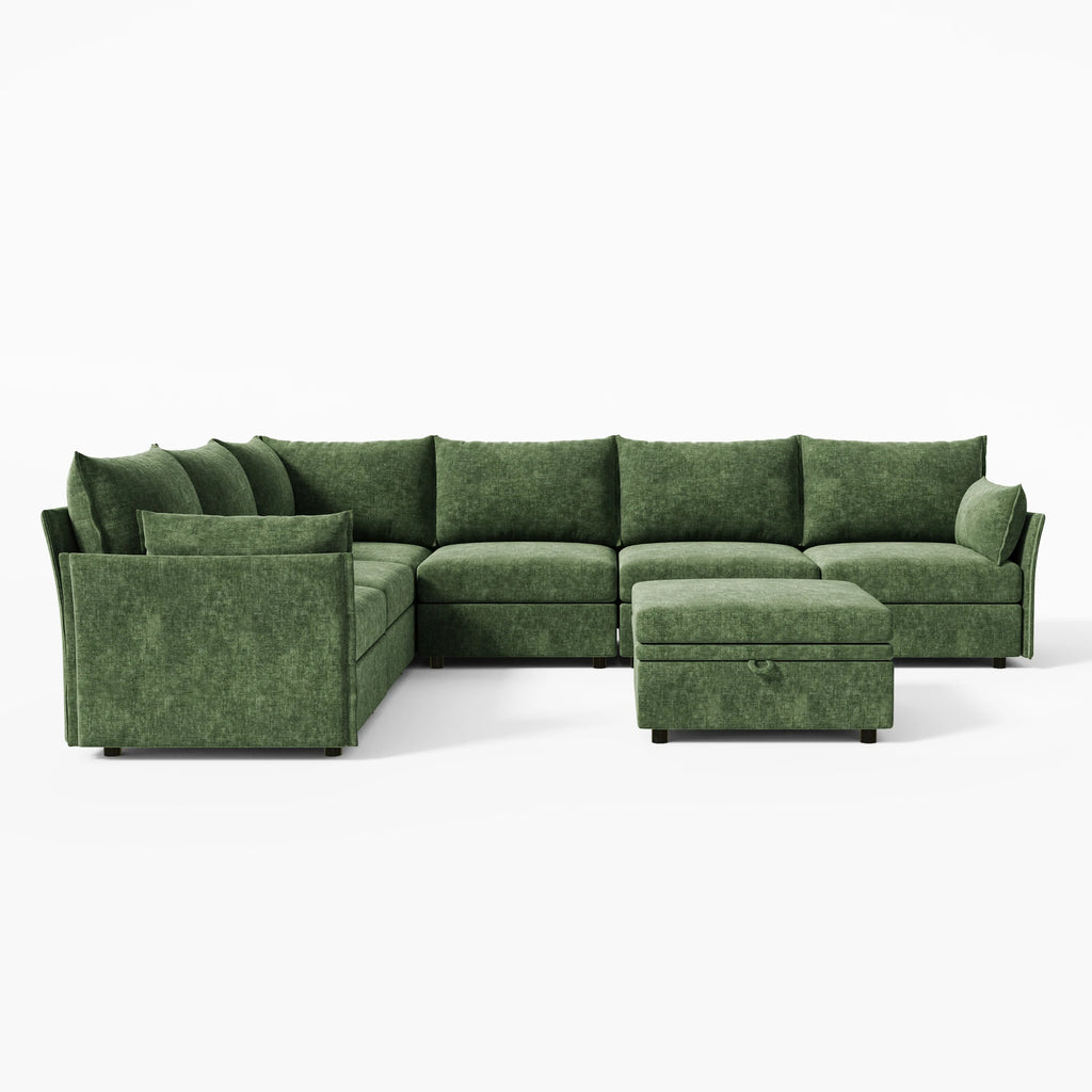 Huddle Modular 7-Piece L-Shaped Sectional Sofa with Ottoman (136-167")