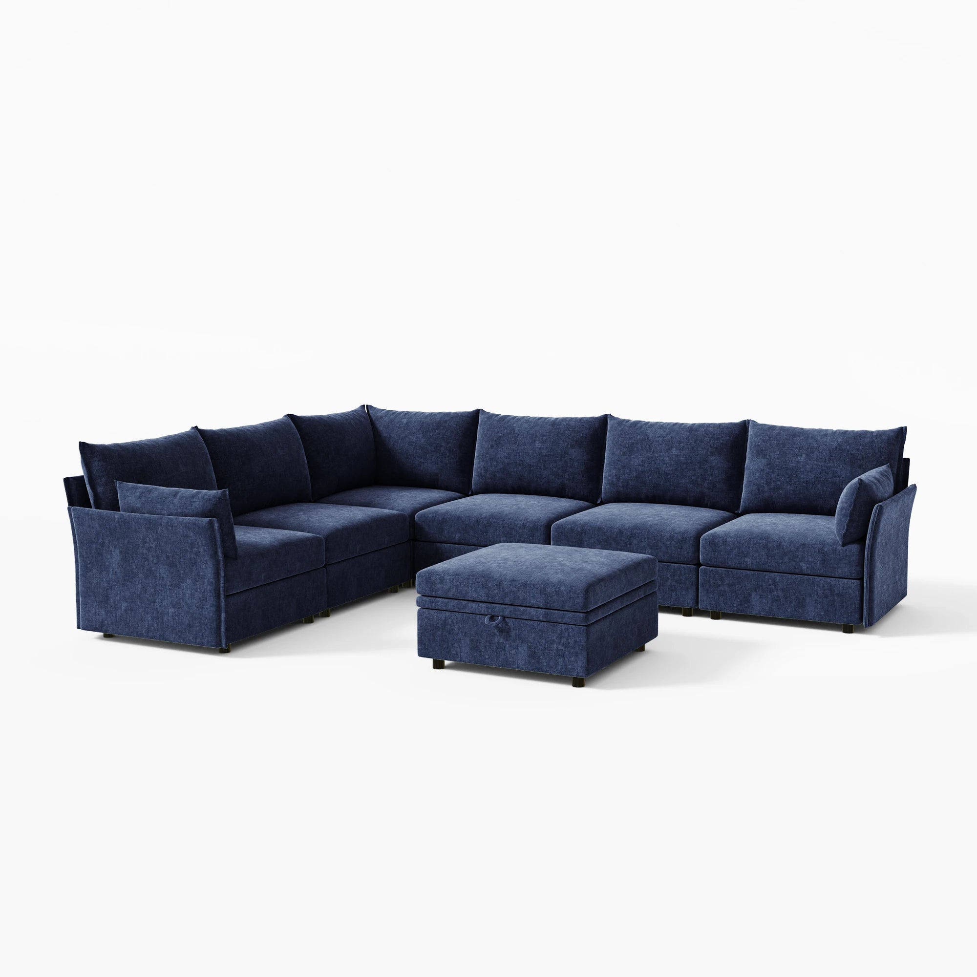 Huddle Modular 7-Piece L-Shaped Sectional Sofa with Ottoman (136-167")