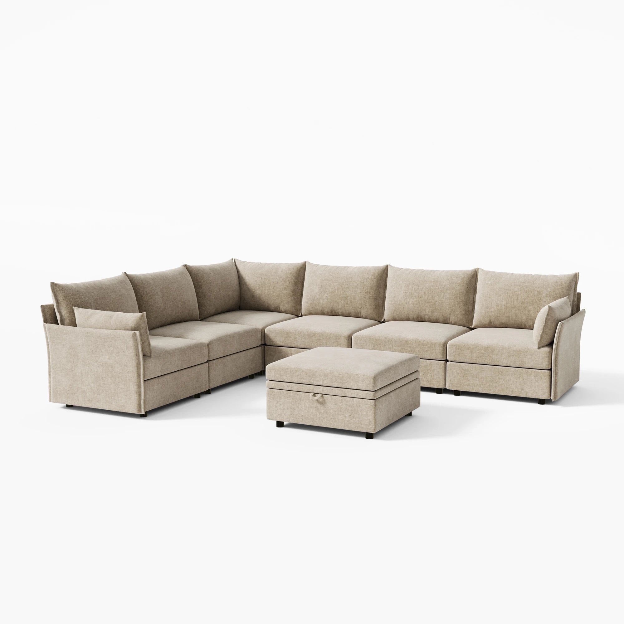 Huddle Modular 7-Piece L-Shaped Sectional Sofa with Ottoman (136-167")