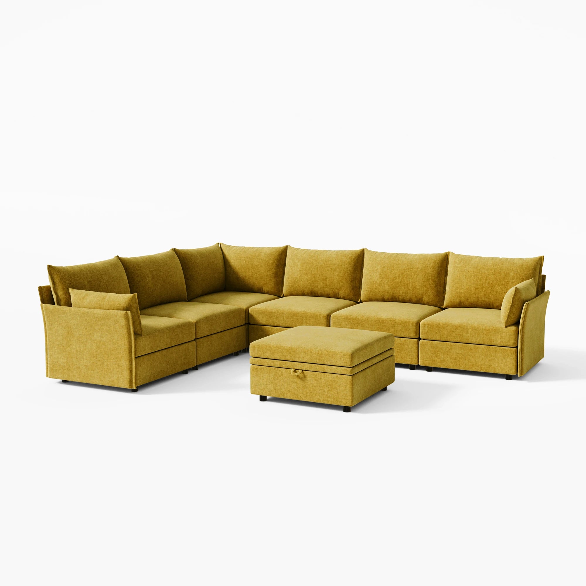 Huddle Modular 7-Piece L-Shaped Sectional Sofa with Ottoman (136-167")
