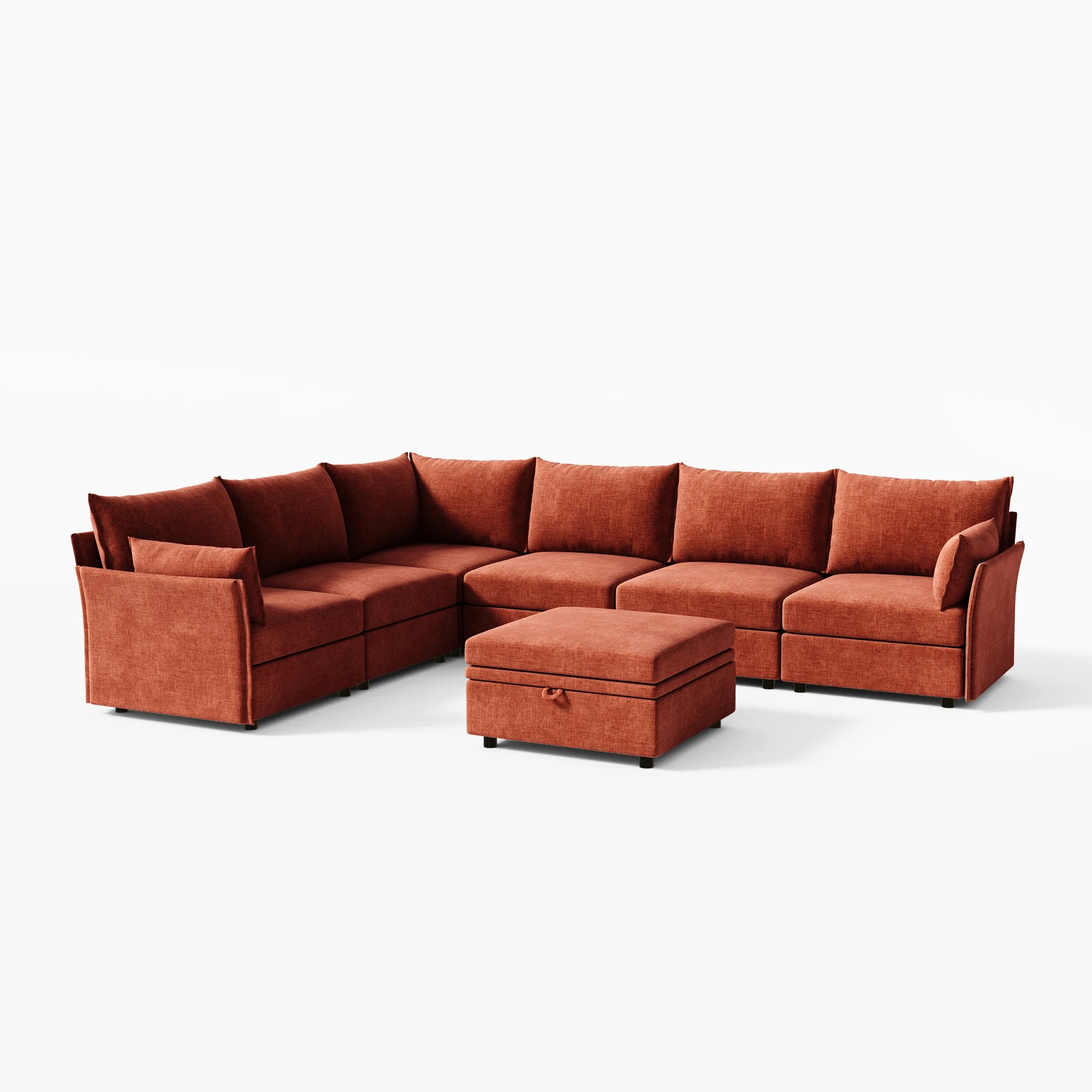 Huddle Modular 7-Piece L-Shaped Sectional Sofa with Ottoman (136-167")