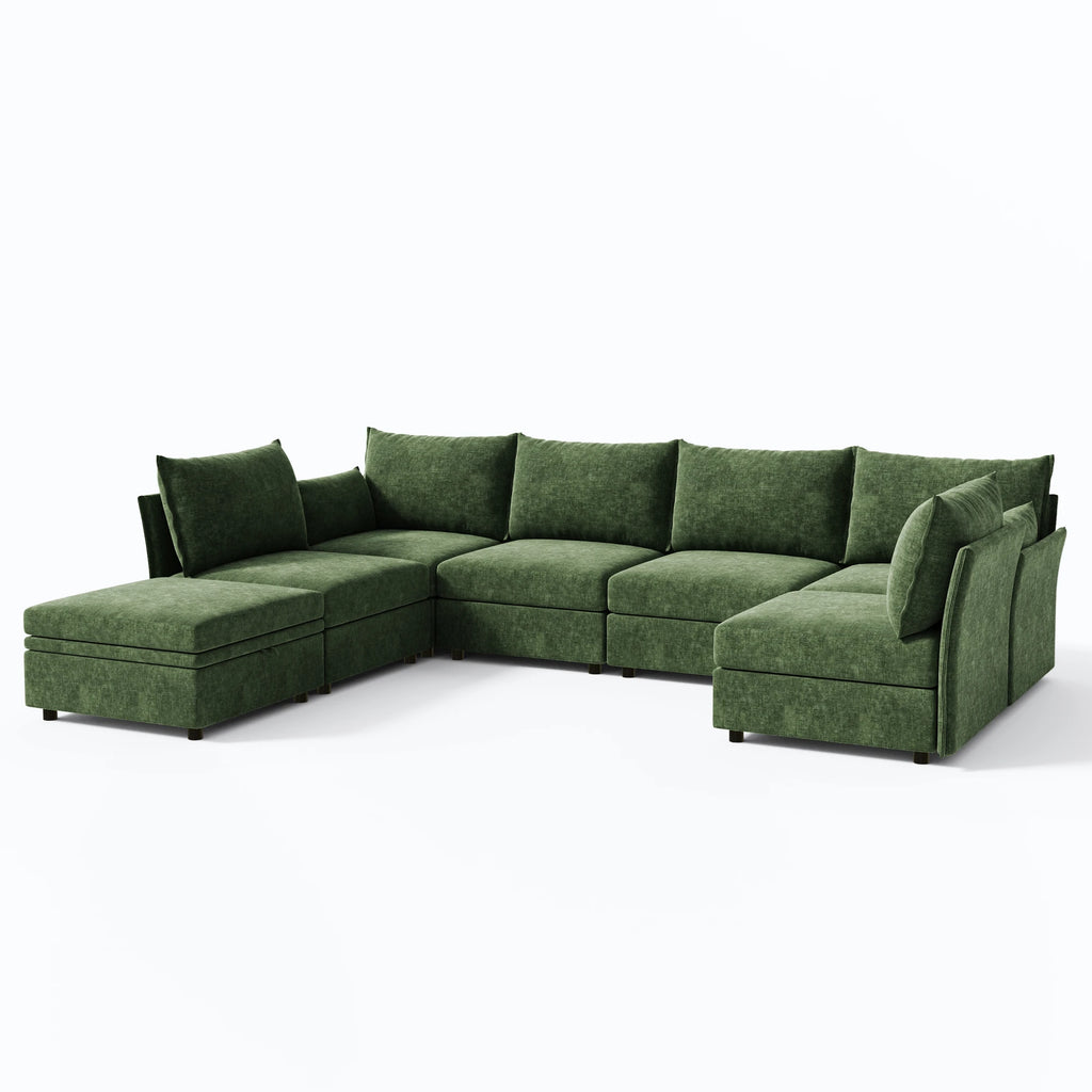 Huddle Modular 7-Piece Sofa with Ottoman (102-197")