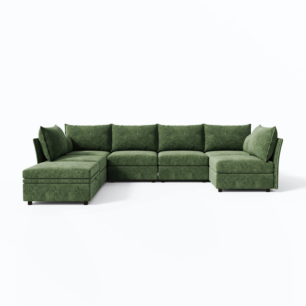 Huddle Modular 7-Piece Sofa with Ottoman (102-197")