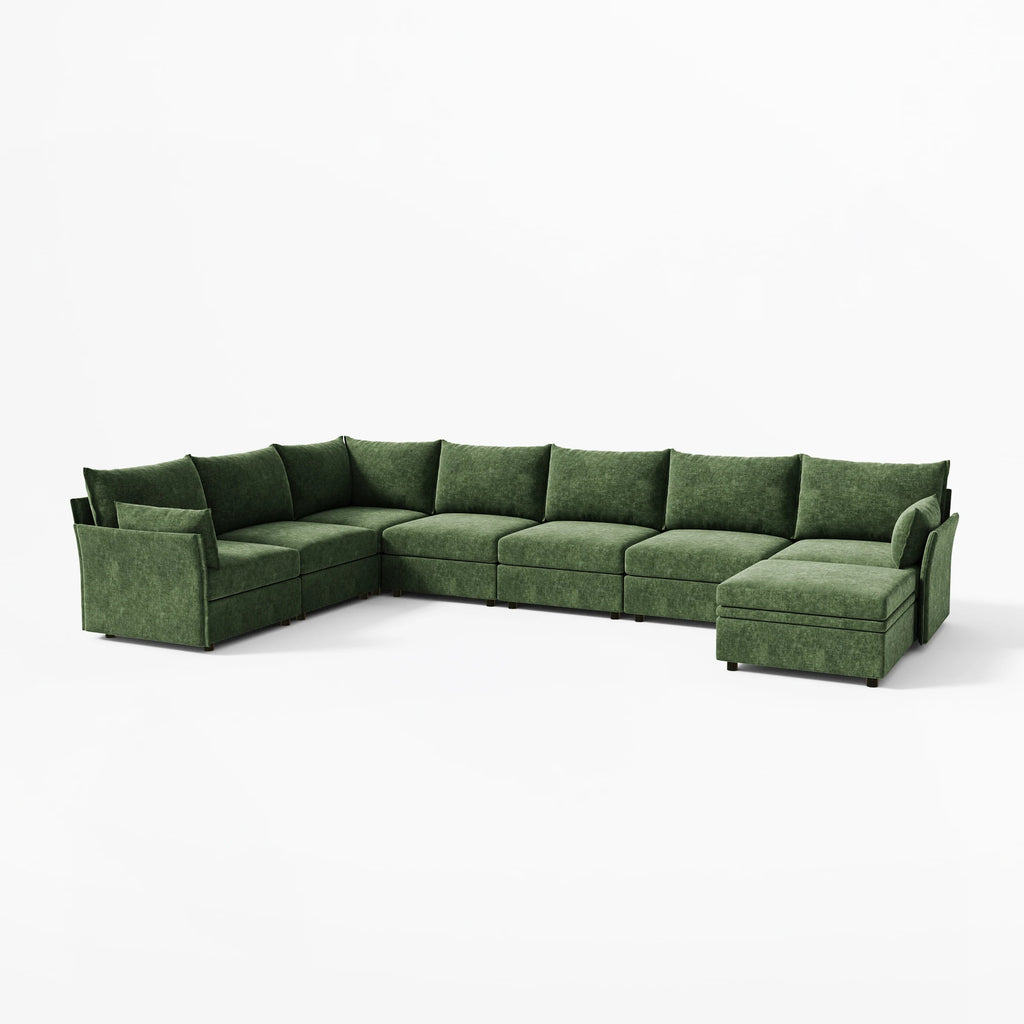 Huddle Modular 8-Piece L-Shaped Sectional Sofa with Ottoman (135-199")
